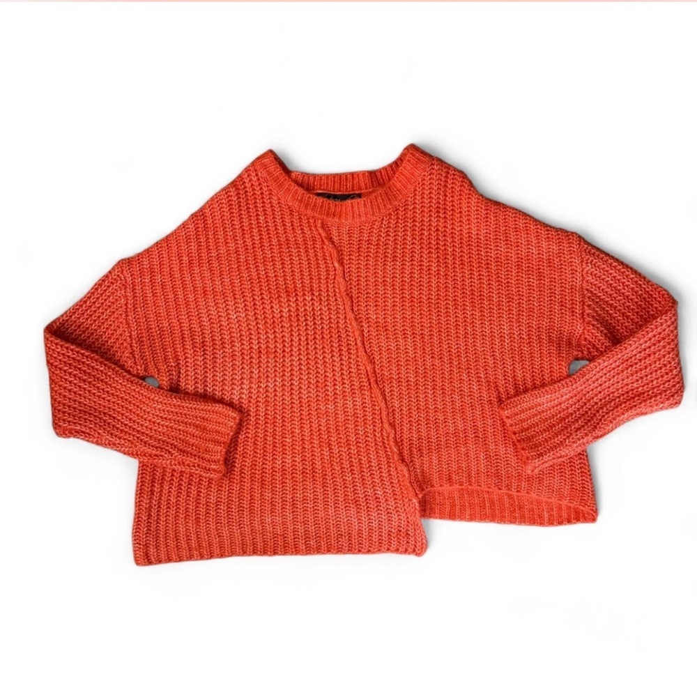 Orange Oversized Zara Chunky Knit Winter Cozy Sweater Colorful Small Winter